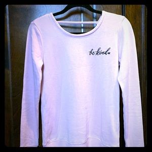 "Be Kind" open back pink yoga sweater